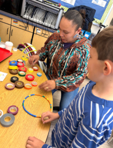 2nd_jasmineandtapewithstudent 2nd - Hoop Making with the Bell Family
